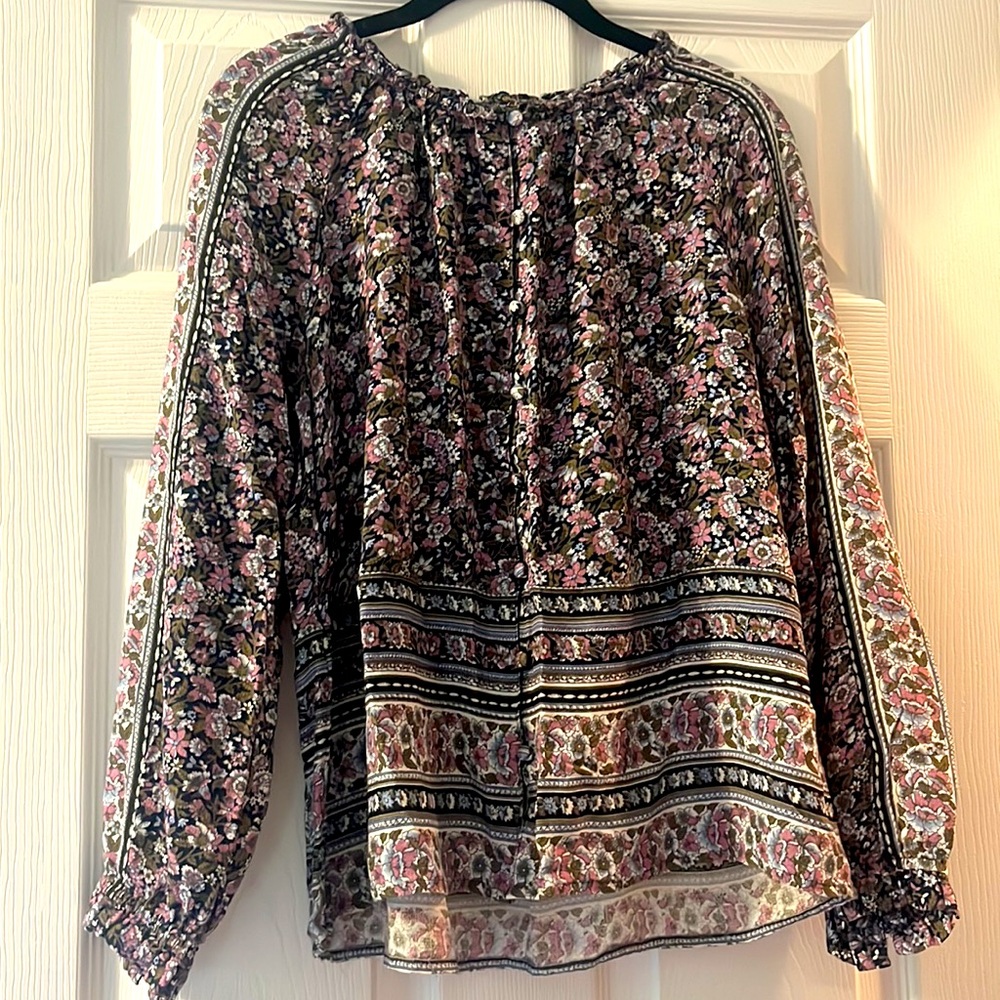 Lucky Brand Floral Bohemian Peasant Blouse